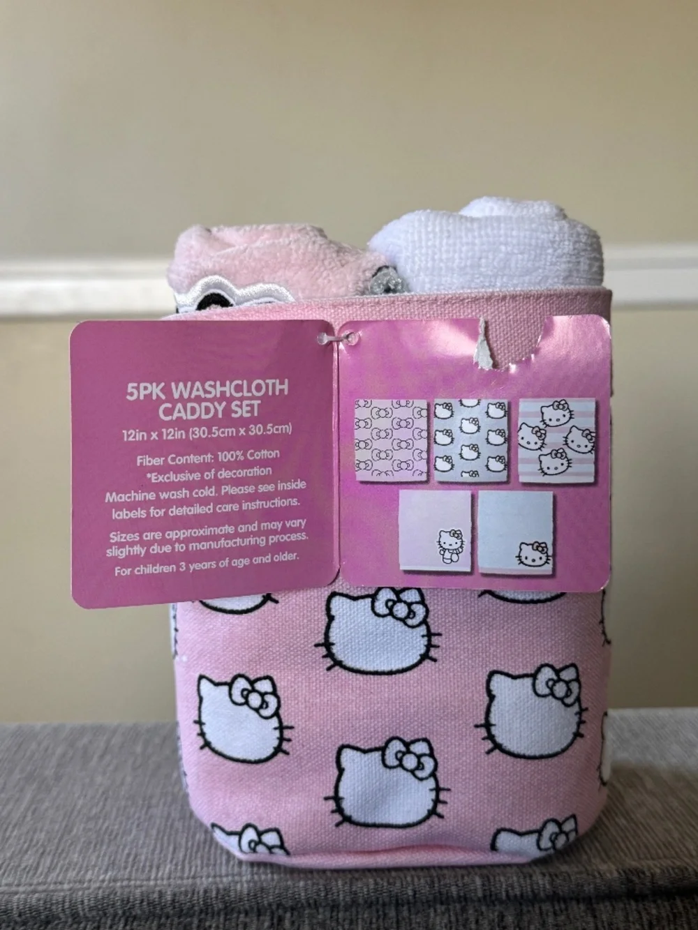 Hello Kitty 5 Pack Washcloth Caddy Set